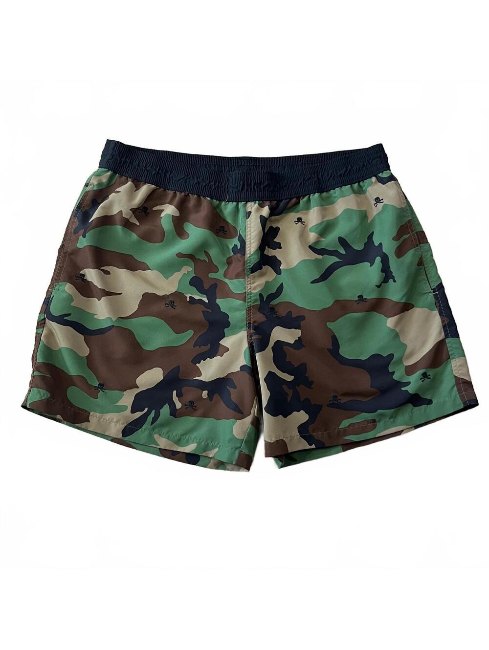 Polo Ralph Lauren Mens Skull Camo Swim Shorts Green Size XL (missing drawstring)